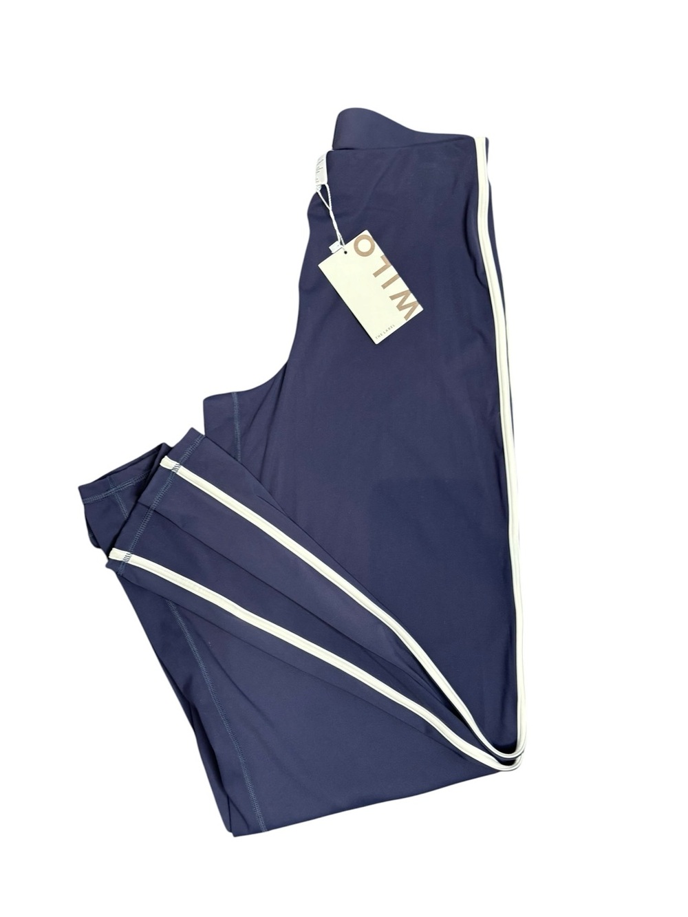 NWT WILO the Label Navy Leggings with white piping stripe size small
